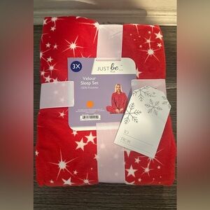 Just Be Plus Red Velour Sleep Set